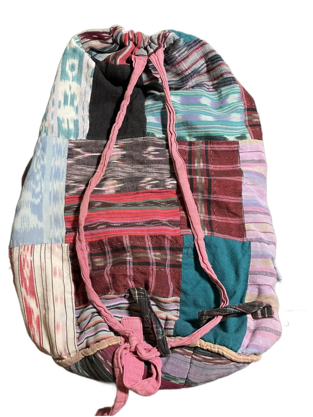 El Huarache Imports Bohemian Hand Woven Patchwork Drawstring Multicolor Backpack - Picture 2 of 13